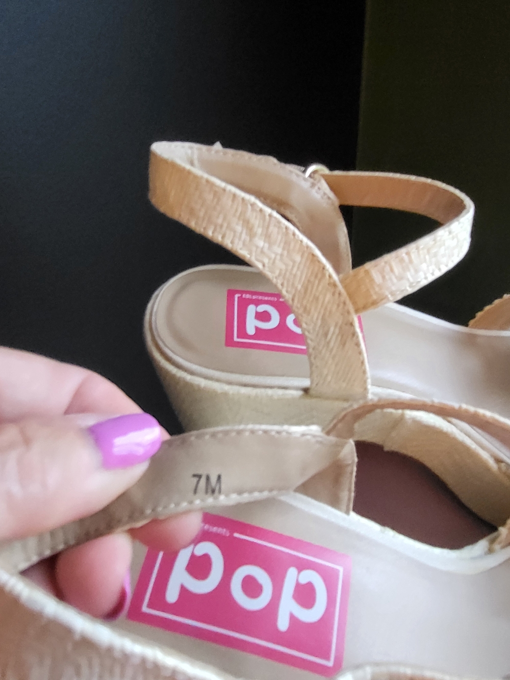 POP Women's Tan Braided Strap Block Heel Sandals - Picture 3 of 7